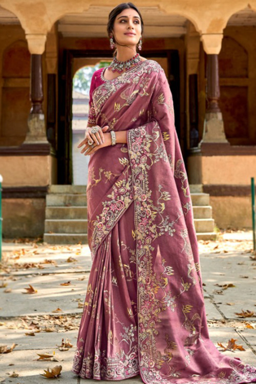 Stunning Sky Blue Colour Saree With Purple Border & Heavy Brocade Blouse  Banarasi Beautiful Zari Work In Form Of Traditional Motifs Soft Silk Saree