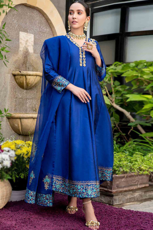 Black Silk Ankle Length Anarkali Suit