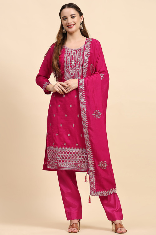 Buy Pink Chiffon Straight Trouser Suits Online for Women in UK