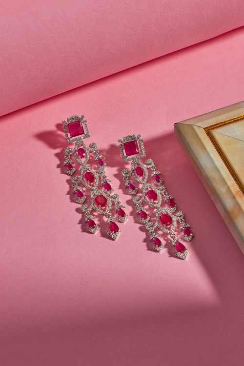 Ruby Red Baroque Royal Drop Earrings
