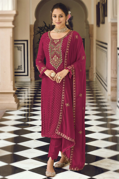 Buy 46 L 2 Size Fancy Georgette Straight Trouser Suits Online for Women in USA