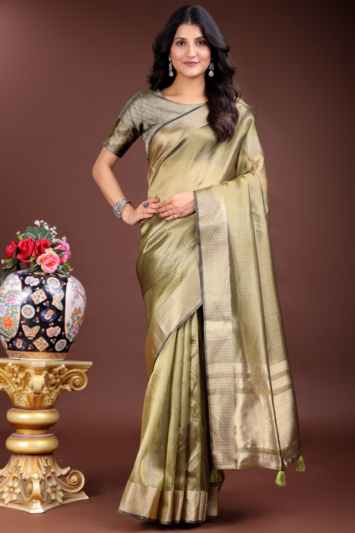 Sage Green Organza Woven Zari Regional Saree 