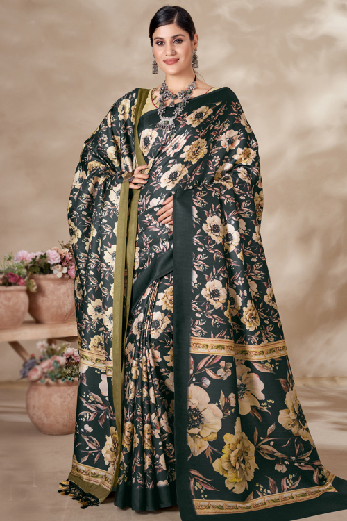 Salamander Green Pashmina Printed Casual Wear Saree