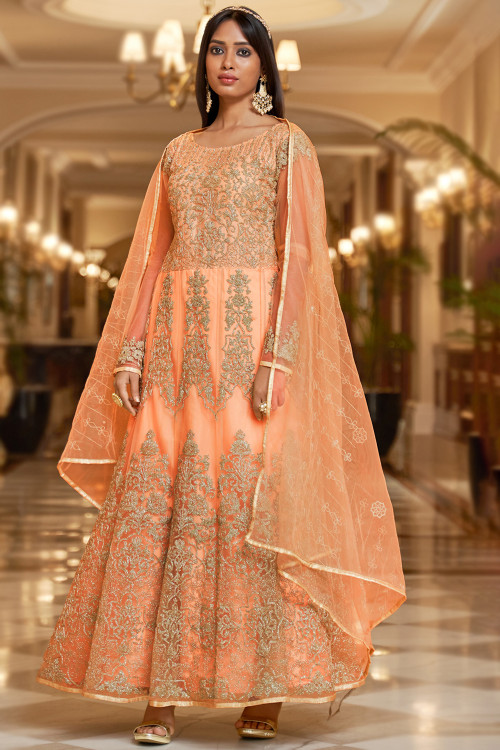 Orange Anarkali Dress Online Latest Designs of Orange Anarkali Dresses Shopping