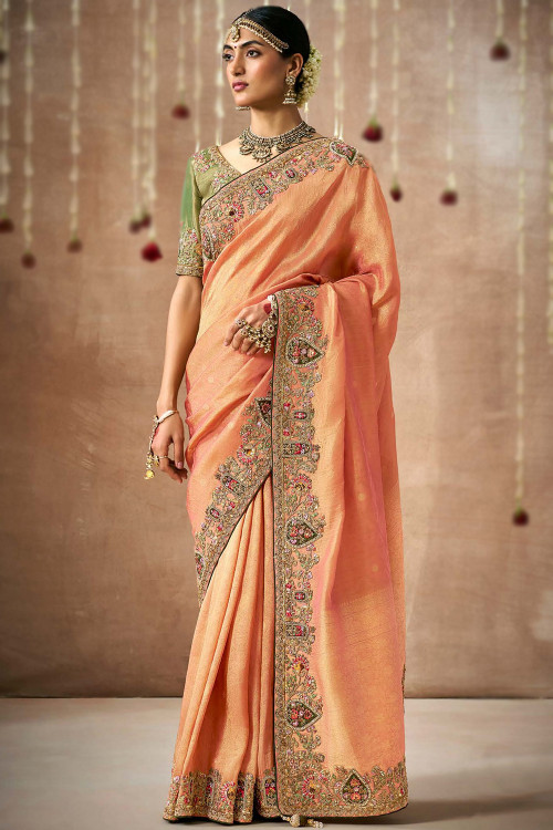 Orange Wedding Saree Shopping Andaaz Fashion Online USA