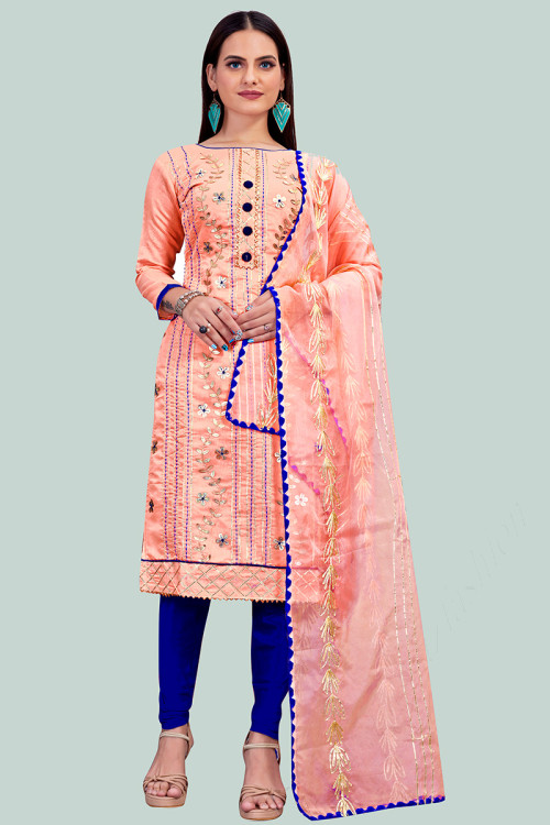 Buy Boat Neck Patch Work Churidar Suits Online for Women in USA