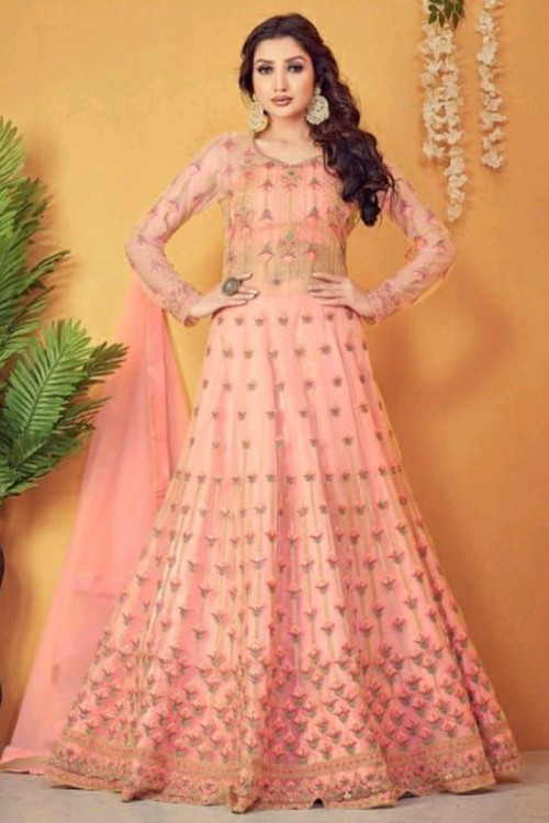 Long frock sale lehenga design