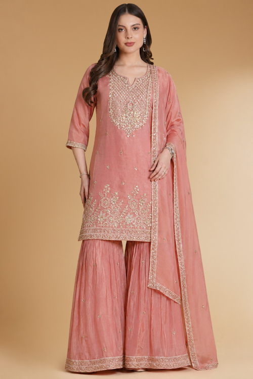 strapless open back dress Khaadi ACO22202 Pink Eid Lawn Collection 2022 – Sara Clothes