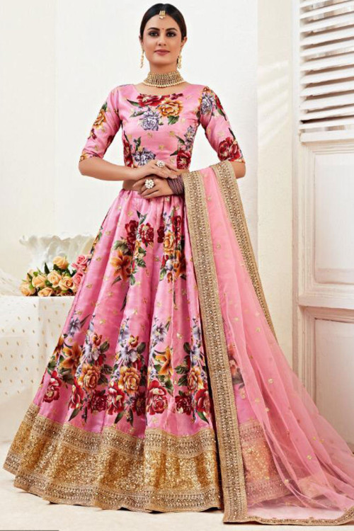 Lehenga choli flower print sale