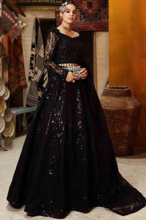 Buy Black Soft Net Lehenga Choli With Embroidery and Sequence Work and Soft  Net Dupatta for Women , Designer Lehenga , Black Lehenga Choli Online in  India - Etsy