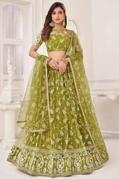 Dark Green Lehenga Choli With Embroidery and Sequence Work and Soft Net  Dupatta for Women , Wedding Mahendi Lehenga Choli for Women Girls - Etsy