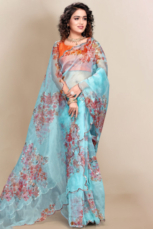 Organza floral hotsell sarees online