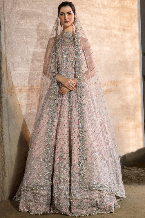 Buy Pink Zari Work Prom Dresses Online for Women in USA