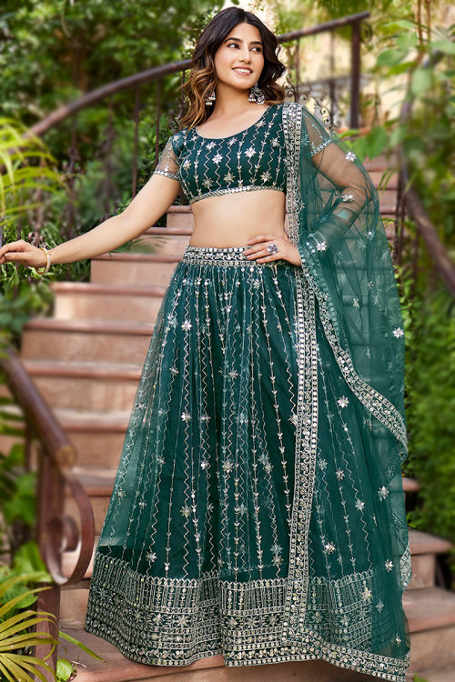 Buy 50 XL 2 Size Mehndi Short Sleeve Lehenga Choli Online for Women in USA