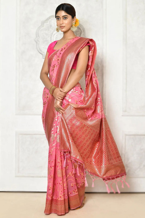 Silk Mauve Pink Saree