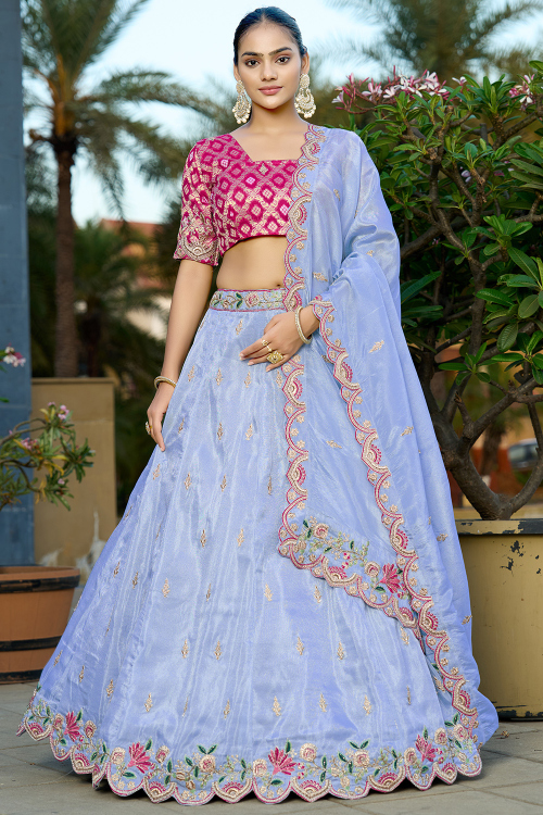 Silk Blend Light Purple Lehenga with Dori Work for Wedding