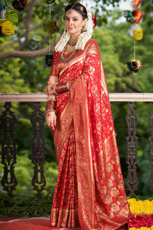 Red south indian wedding saree new arrivals