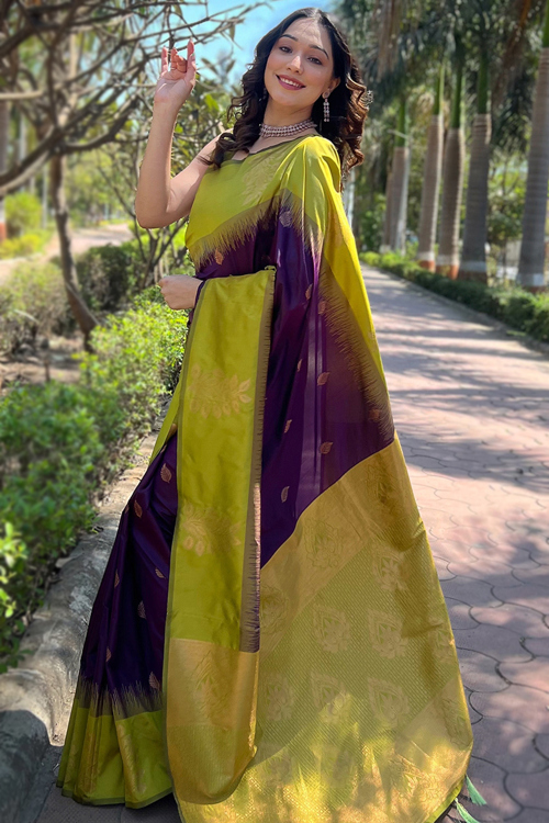 Handloom Touch Silk Saree in Dark Purple Weave