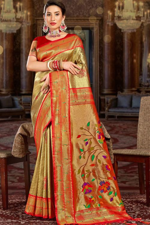 Silk Gold Woven Zari Paithani Saree