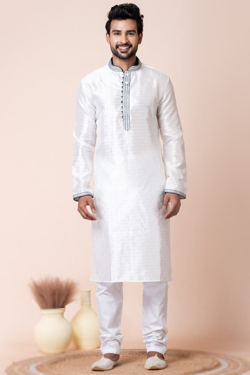 Men s White Kurta Pajama Online Andaaz Fashion USA Worldwide