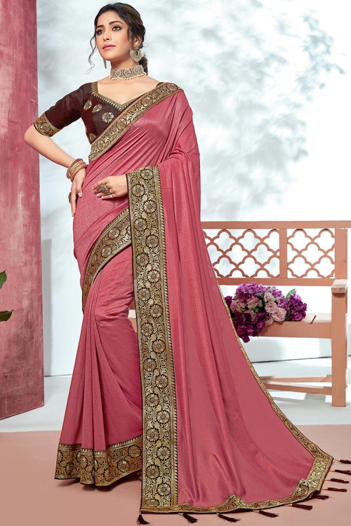 Buy Silk Party Wear Saree In Rouge Pink Color Online - SARV08138 ...