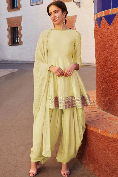Punjabi suit design yellow colour store