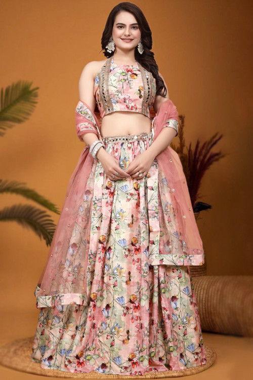 Buy Navratri Halter Neck Punjabi Lehenga Choli Online for Women in USA