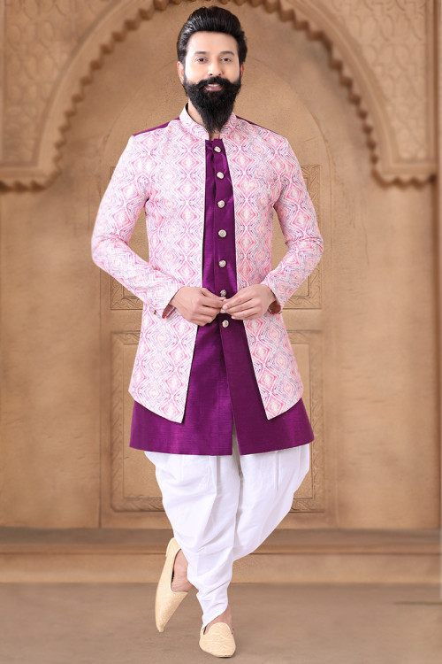 Buy Jacket Style Purple Printed Indian Plus Size Dresses Online for Women in UK