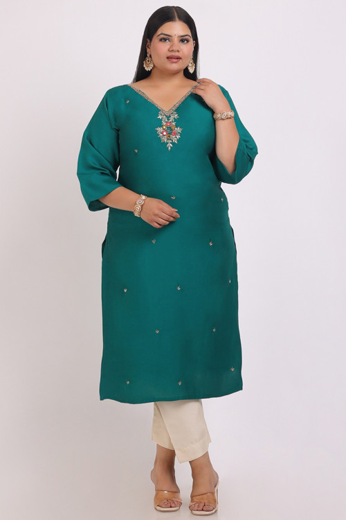 Buy Blue Eid Silk Plus Size Kurtis Online for Women in Malaysia