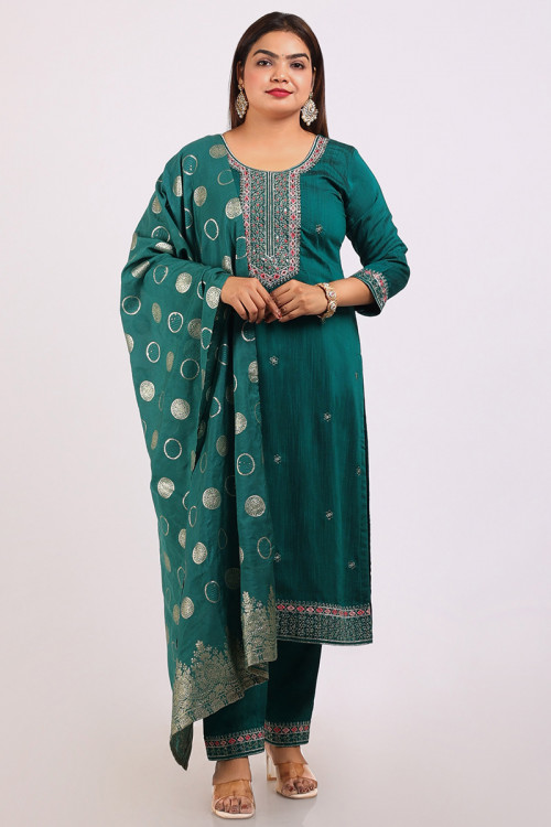 Buy Calf Length Green Cutdana Work Salwar Kameez Online for Women in UK
