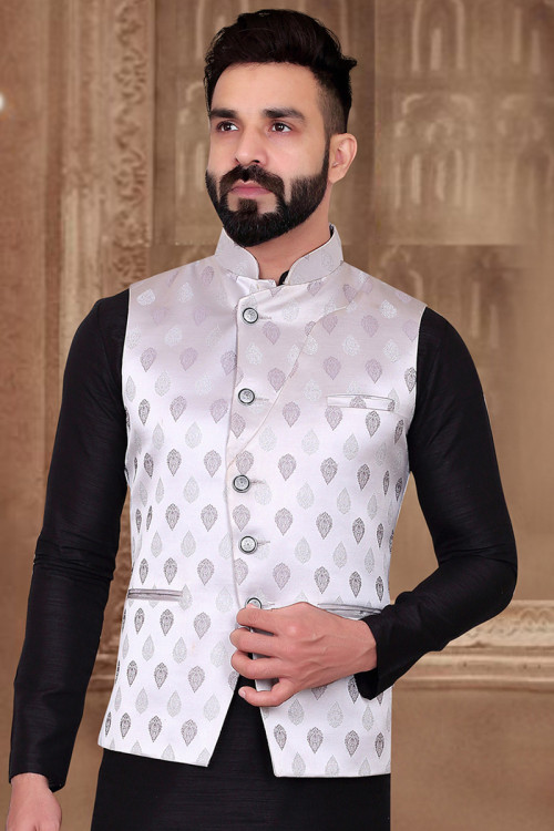 Buy Jacket Style Silver Guest of Wedding Wear Indian Dresses Online for Men in UK