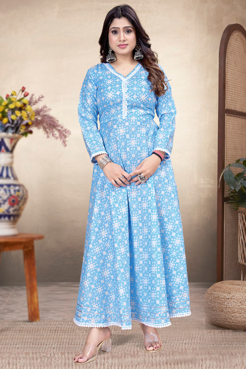 INDACORIFY Beautiful Cotton Print Kurti Pant Suit for Girls