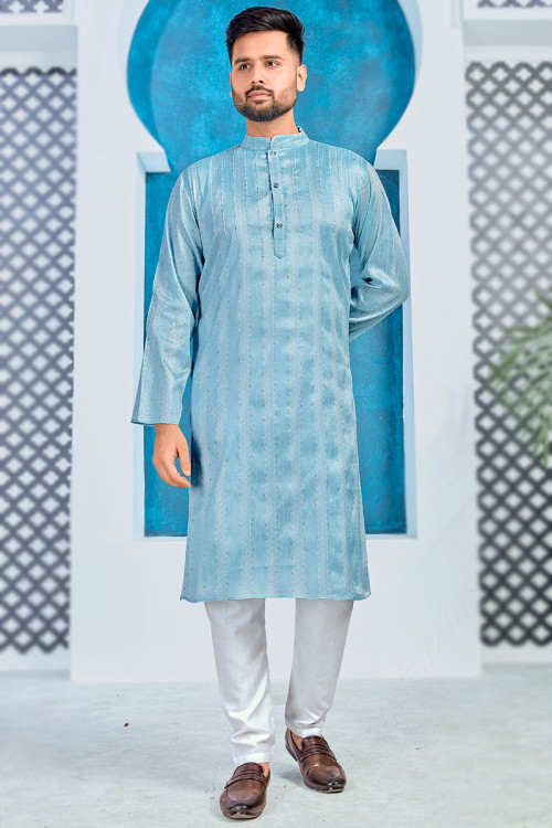 Sky blue kurta deals pajama punjabi style