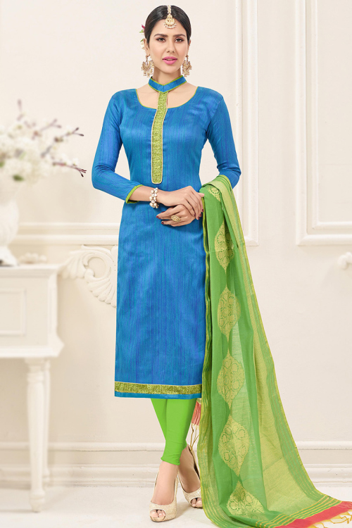 Sky Blue Silk Printed Legging Suit