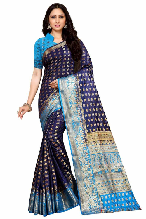 Soft Silk Navy Blue Indian Wear Saree