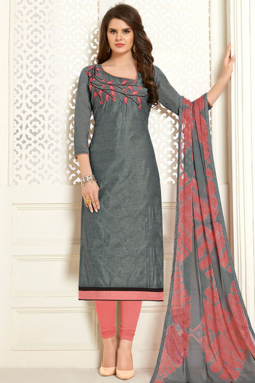 Gray colour churidar best sale