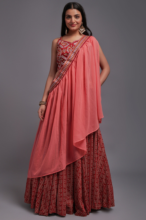 Stylish Maroon Viscose Fancy Lehenga Choli 