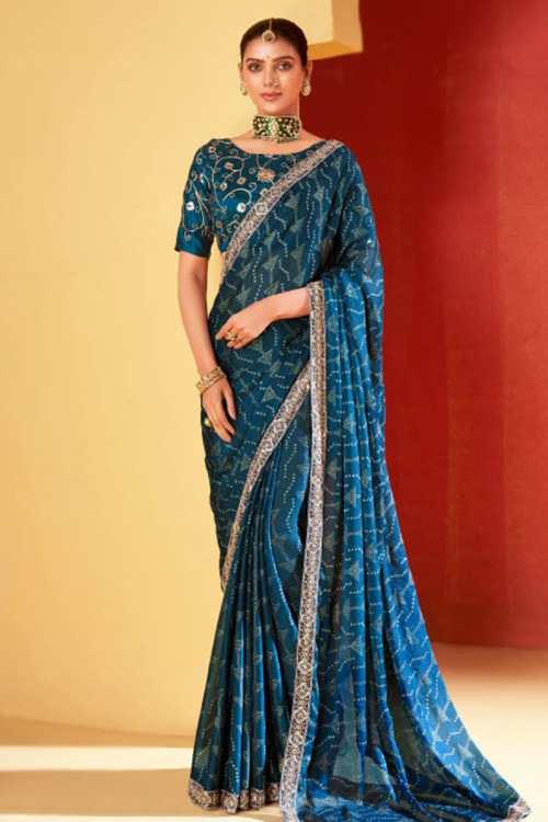 Chiffon bandhani saree online clearance