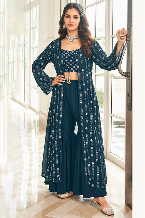 Buy 54/3XL Size Jacket Style Semi Stitched Sharara Suits Online for Women  in USA