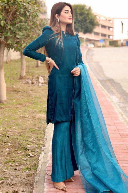 Buy Blue Plain Salwar Kameez Online for Women in USA