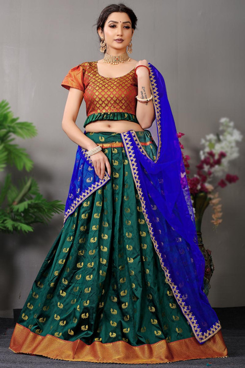 Festival Purple Silk Woven Zari Lehenga LLCV112459