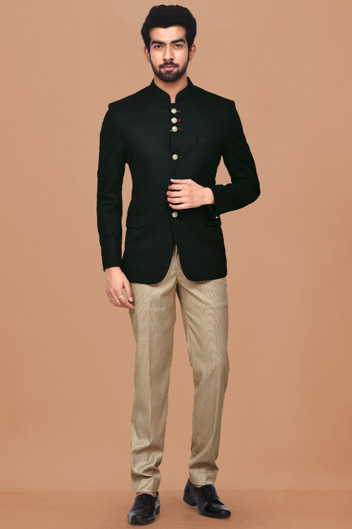Black jodhpuri indo western new arrivals