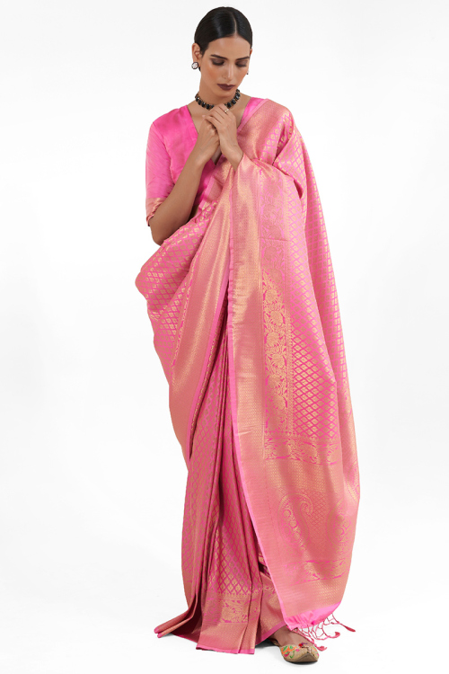 Thulian Pink Art Silk Saree