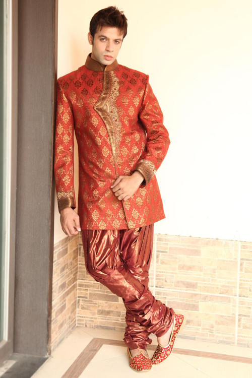 Red indo western store dress for man