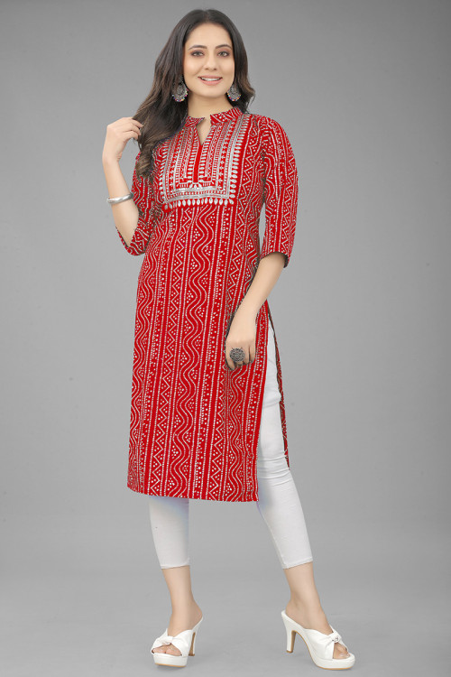 Buy 42 M 2 Size Bandhej Thread Work Indian Kurti Tunic Online for