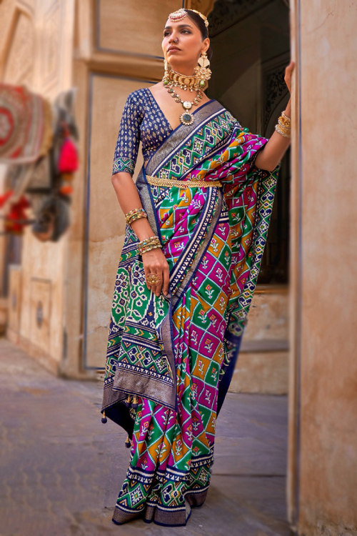 Traditional Multi Color Patola Print Silk Saree 