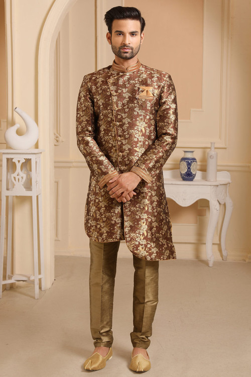 Buy 40 M Size Brown Brocade Diwali Dress Collection Online for Women in UK