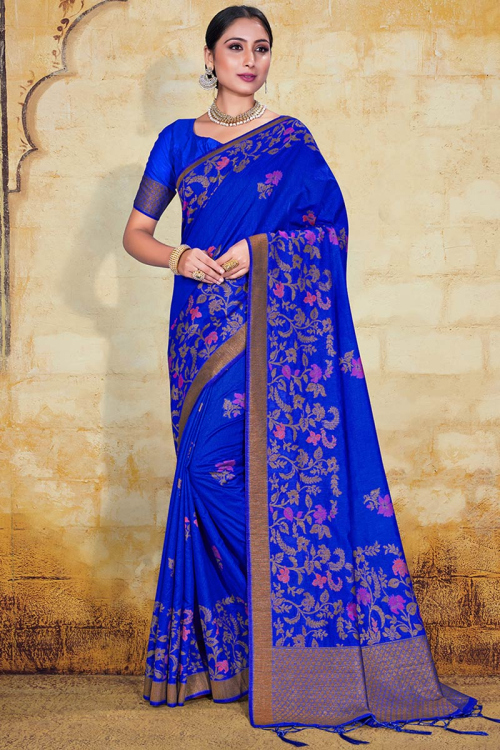 Traditional Woven Zari Art Silk Blue Saree