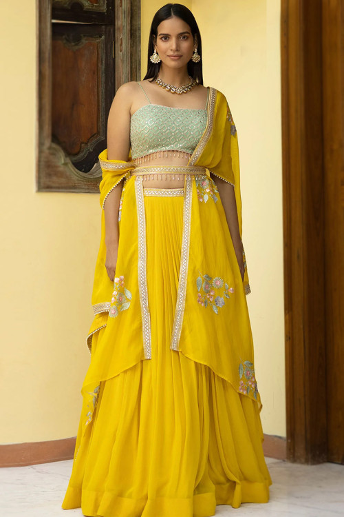 yellow bridal and formals for mehndi in pakistan wedding – Ayesha And Usman