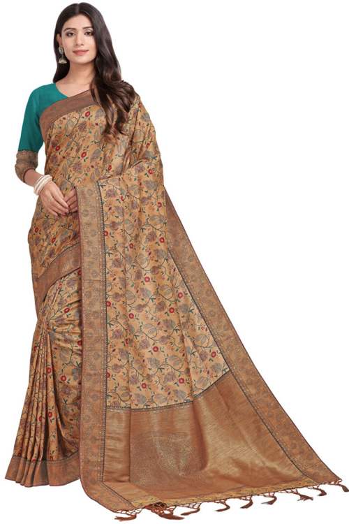 Tussar Silk Saree In Dusty Peach Color